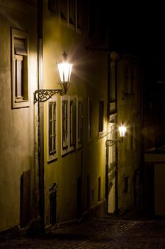 Square of St. Trinity at night, Banska Stiavnica, Slovakia