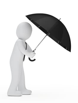 businessman hold umbrella and wind blows