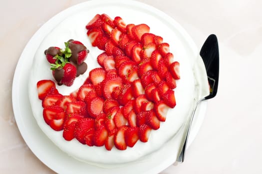 light yogurt cake with strawberries