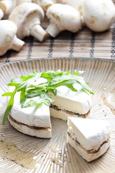 cheese brie filled with roasted mushrooms