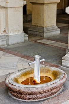 boiling spring in Mlynska Colonnade, Karlovy Vary (Carlsbad), Czech Republic