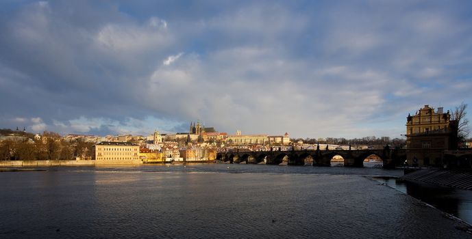 Prague Castle with Charles Bridge, Prague, Czech Republic