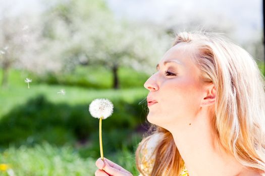 beautiful young girl happy in summer outdoor