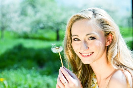 beautiful young girl happy in summer outdoor