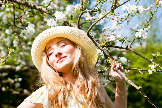 beautiful young girl happy in summer outdoor