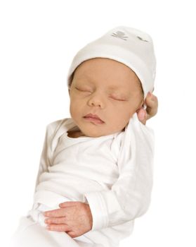 Addorable new born baby in white