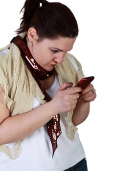 Young woman texting on smartphone