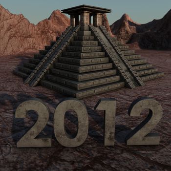 a Mayan Pyramid with a lettering of 2012