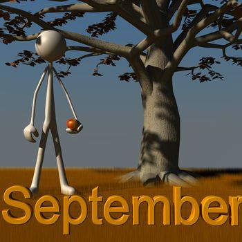 a figure is standing in front of a tree in September