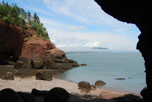 Cliffs in Fundy National Park, as seen from in a sea cave.