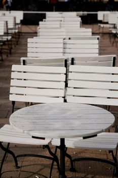 White chairs in front of a finnish restaurant