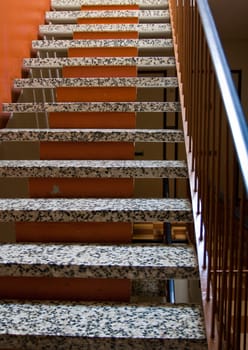 Concrete rock stairs on a stairway