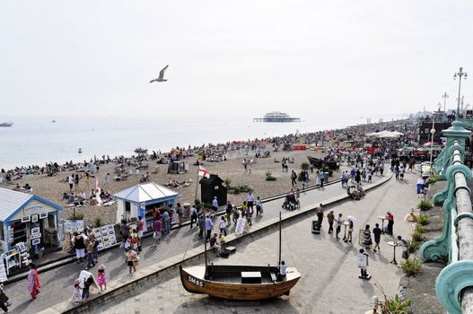 Brighton beach in summer, England, UK