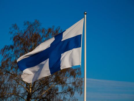Finnish national flag outside
