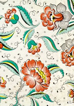Background of vintage grunge wrap paper decorated with flowers.