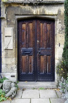 Vintage wooden door in England, UK