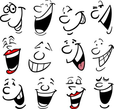 Cartoon faces and emotions for humor or comics design