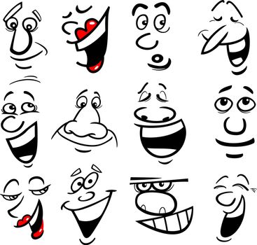 Cartoon faces and emotions for humor or comics design