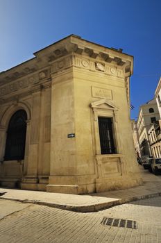 Detail of building facade in old havana street