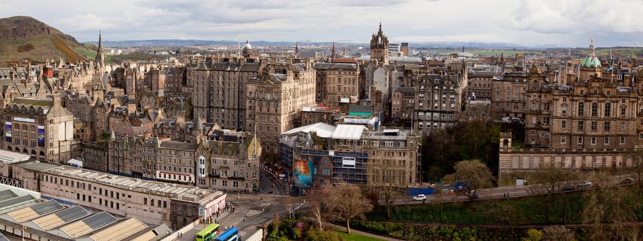 Panorama of Edinburgh Skylines building Scotland UK