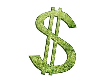 sign of dollar made of grass