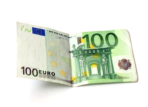 100 euro banknote over white