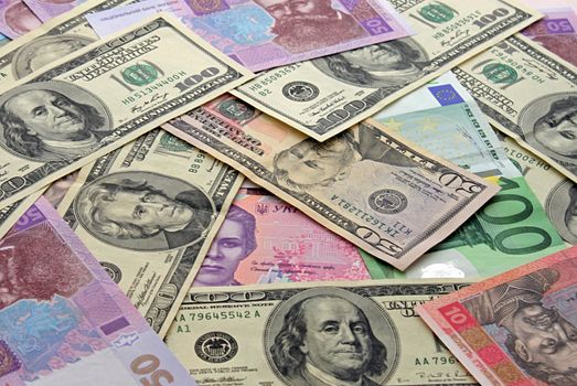 currencies: dollars, euro and hrivna