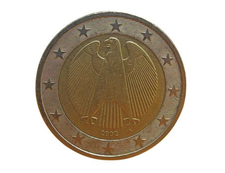 one euro with eagle image over white