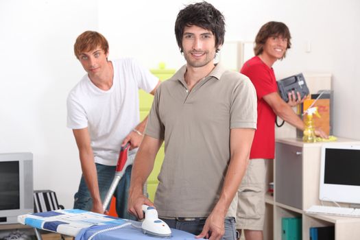 Guys cleaning