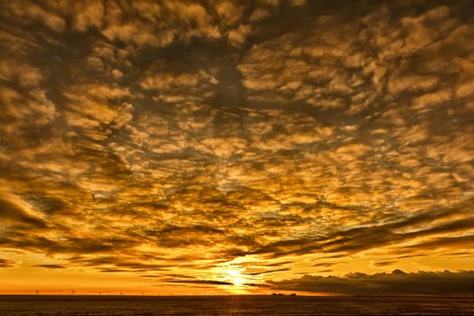 Stormy clouds over the sky during a sunset on a cold winter day in Regina