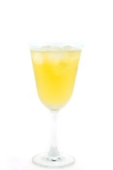 Pineapple juice in a glass  on white background