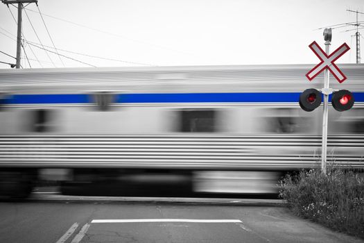 Passing trains at level crossing