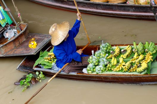 boats in Damnernsaduak floating market Thailand