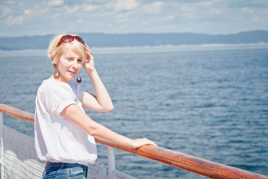 Beautiful girl on the deck