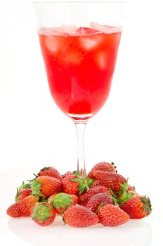 ice strawberry juice and fresh ripe strawberry