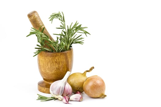 onion, garlic and fresh rosemary