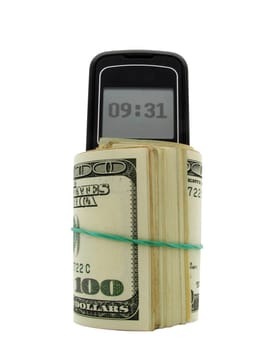 time is money: mobile showing time in a roll of dollars