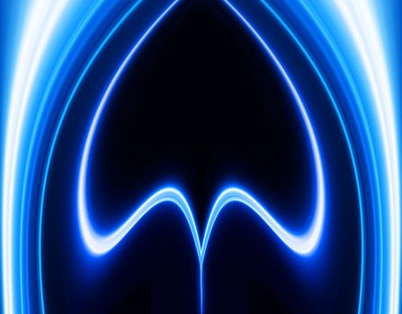 Greased light pattern on blue background personifying technological processes