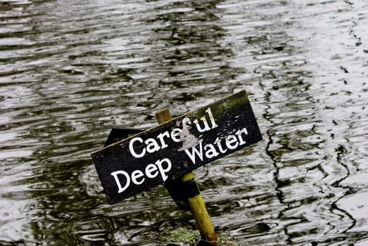 deep water warning sign