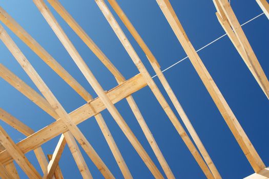 a carcass roof on a building site..