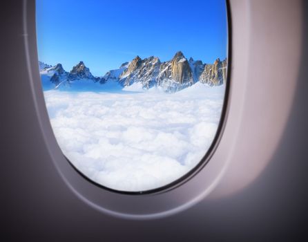 beautiful sea view from the window of plane