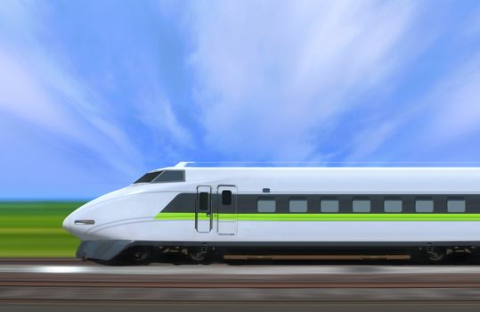 High-speed train with motion blur in the country