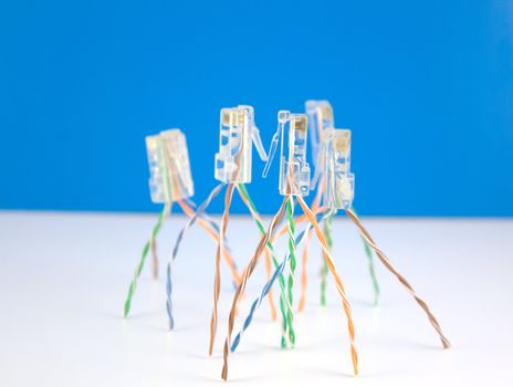 Connectors RJ45 for network. Shallow DOF.