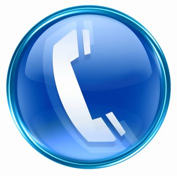 phone icon blue, isolated on white background