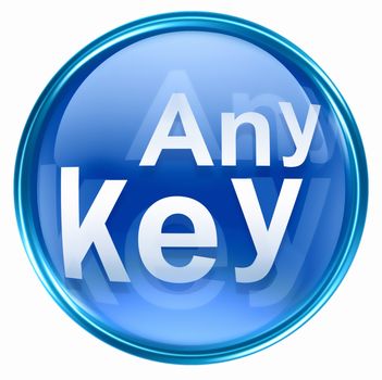 Any Key icon blue, isolated on white background