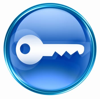 Key icon blue, isolated on white background