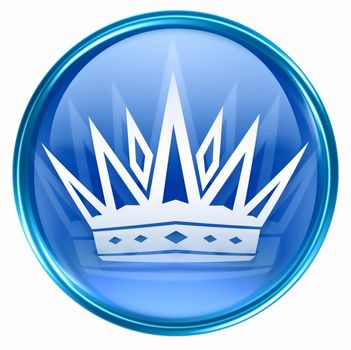 crown icon blue, isolated on white background.
