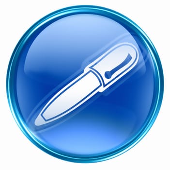 pen icon blue, isolated on white background. 