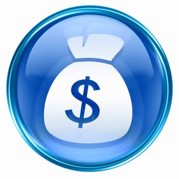 dollar icon blue, isolated on white background.