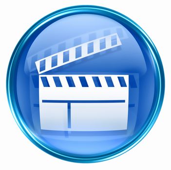 movie clapper board icon blue, isolated on white background.